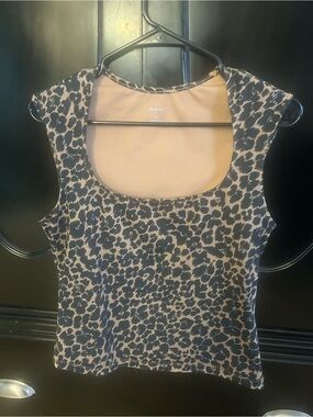 Anthropologie Maeve Leopard-Print Scoop Tank Top in Black and Taupe